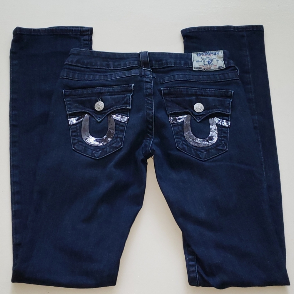 True Religion dark denim straight jeans waist 27